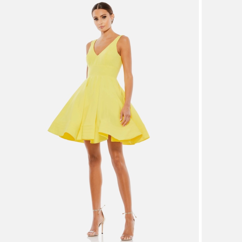 Mac Duggal Yellow Mini Dress
